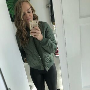 Banana Republic Green Quilted Bomber Jacket